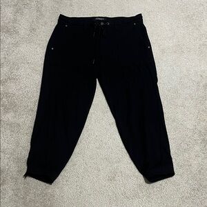 Liverpool Black Drawstring Cropped Jogger Pants